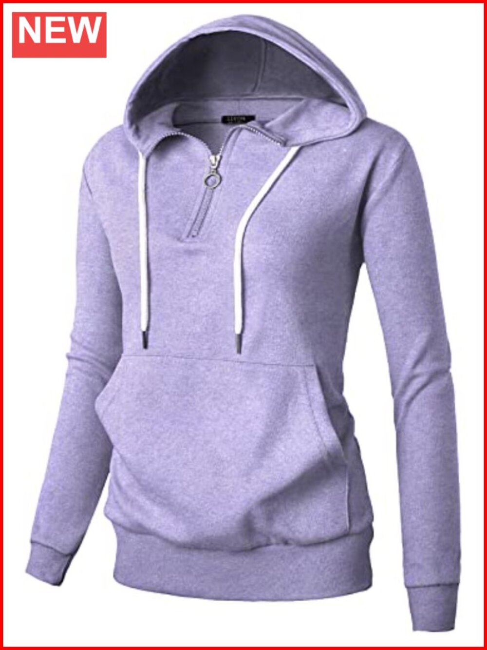 Women's Half Zip Hoodie Cotton Blend Kangaroo Pocket Casual Layering